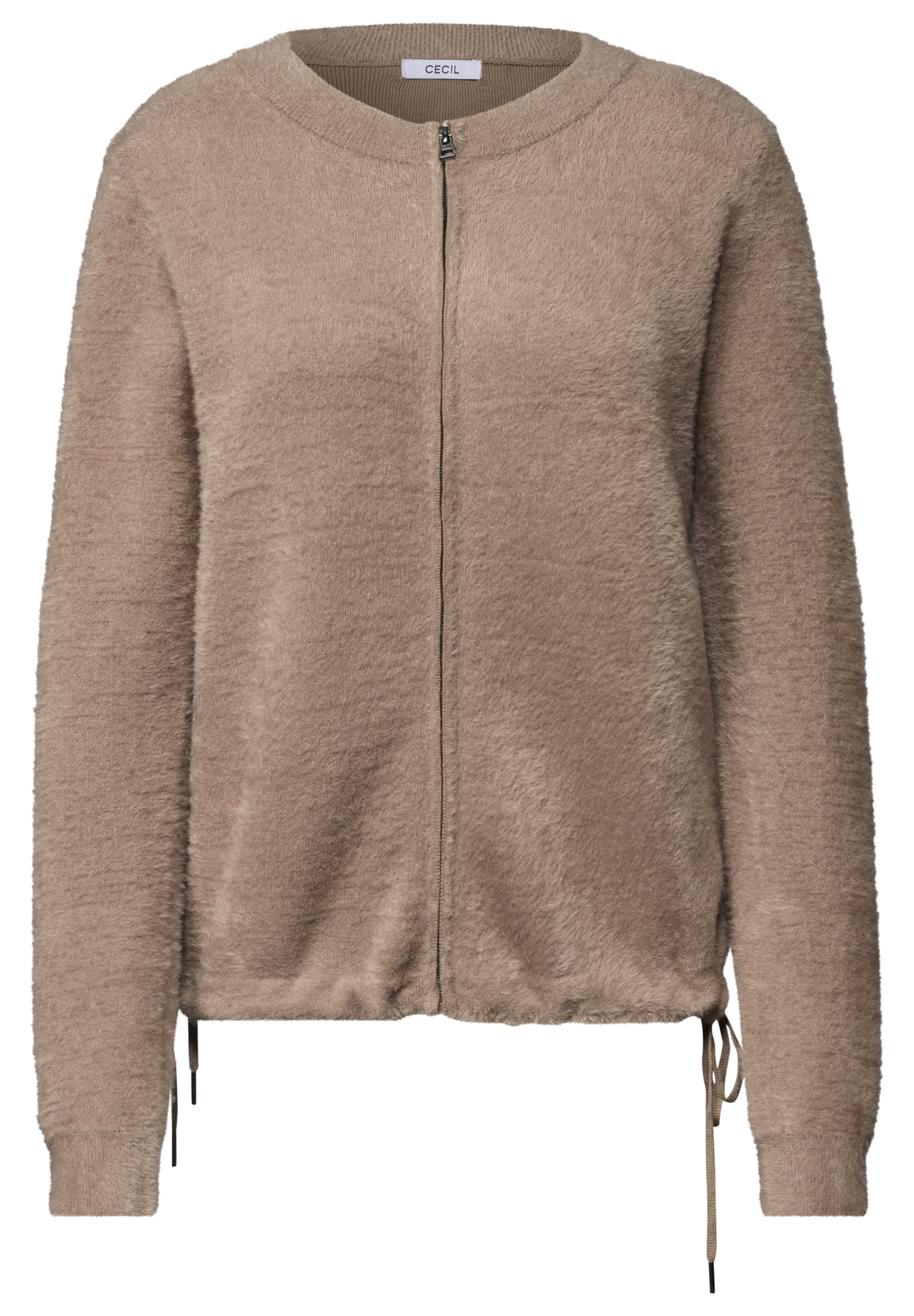 CECIL Federgarn Cardigan mit Rundhals in L in beige, Produktansicht