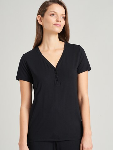 SCHIESSER Pajama Shirt ' Mix+Relax ' in Black: front