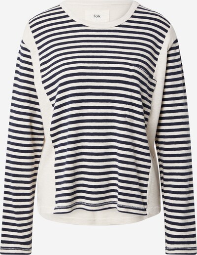 Folk T-Shirt in marine / weiß, Produktansicht