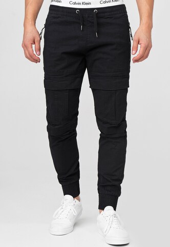 INDICODE JEANS Regular Cargobroek 'Dennis' in Zwart: voorkant