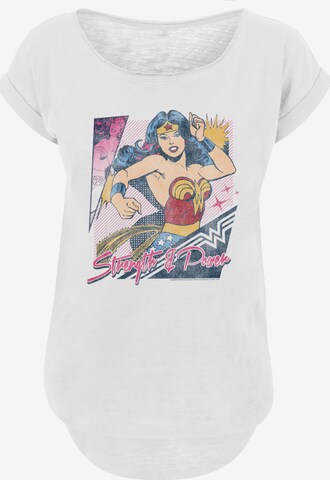 Maglietta 'DC Comics Wonder Woman Strength & Power' di F4NT4STIC in bianco: frontale