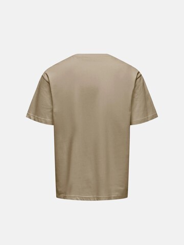 Only & Sons Shirt 'ONSFRED LIFE RLX SS TEE NOOS' in Beige