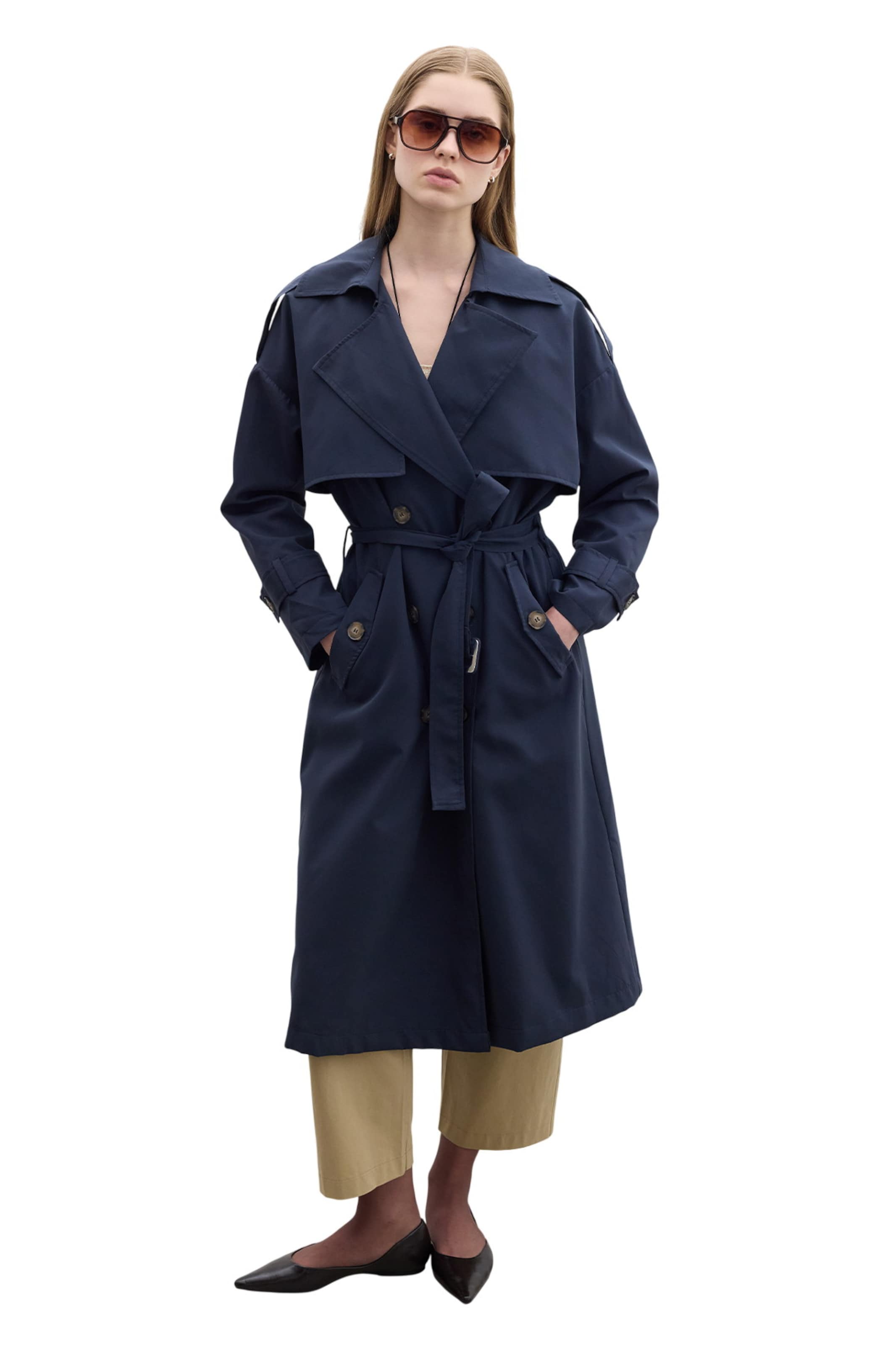MANUKA Between-Seasons Coat in Blue: front