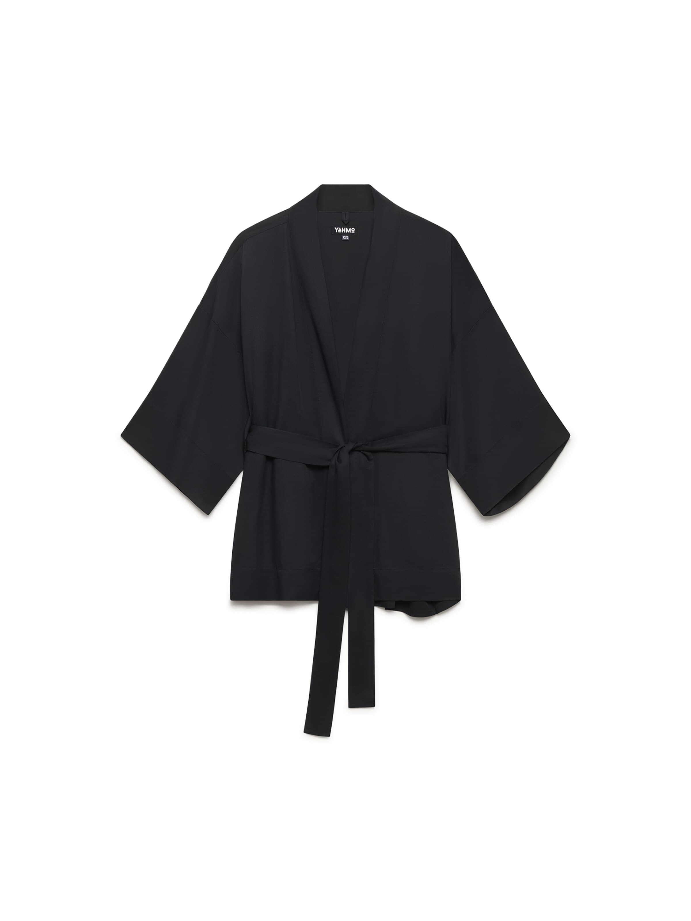 Yahmo Kimono 'Gerda'‌‌‌‌ in Schwarz: Vorderseite