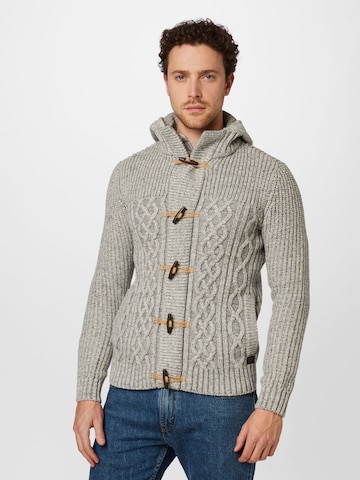 Petrol Industries Knit Cardigan in Grey: front