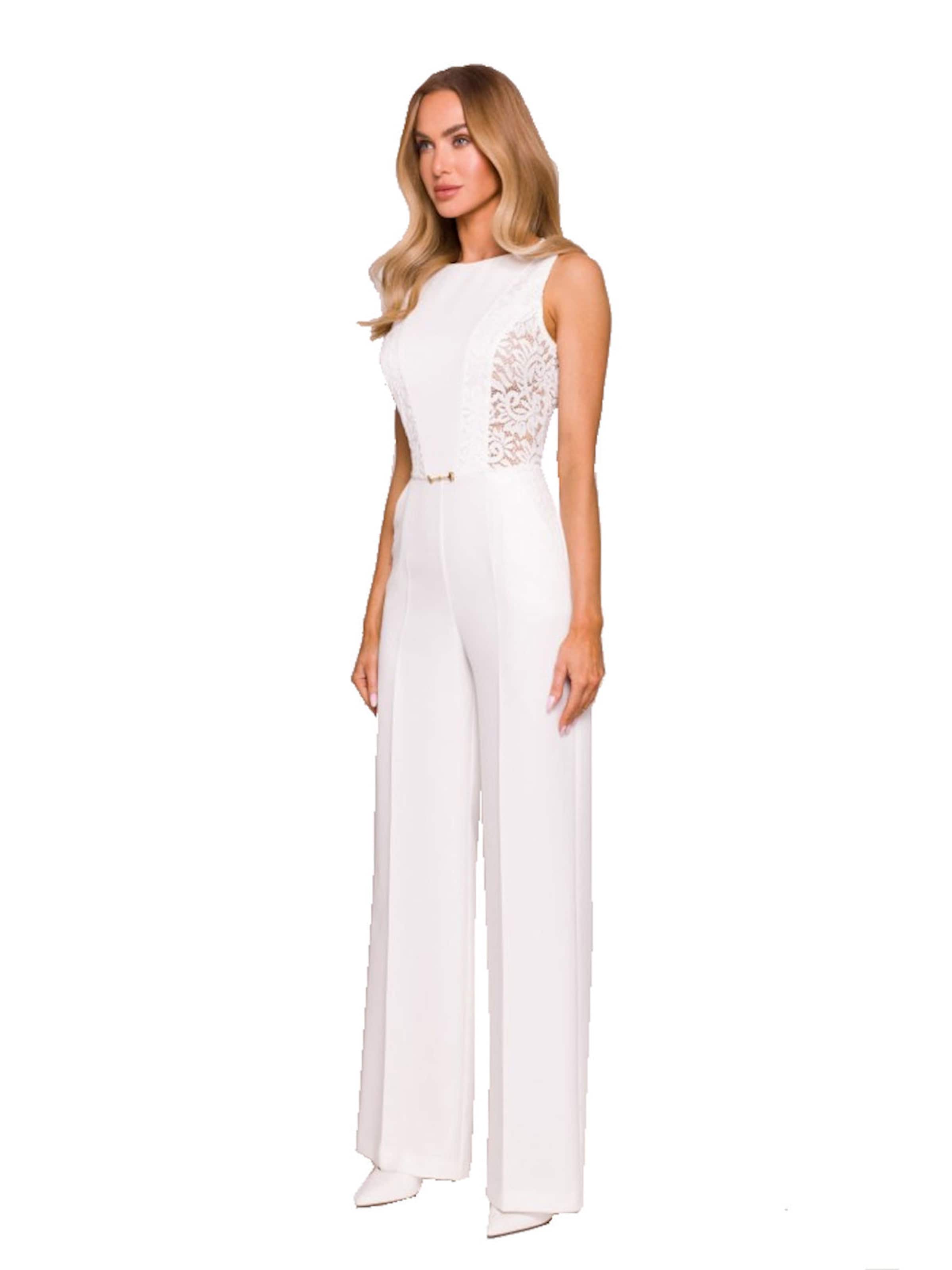 Numoco Jumpsuit 'Overall Eva'‌‌‌‌ in Weiß: Vorderseite