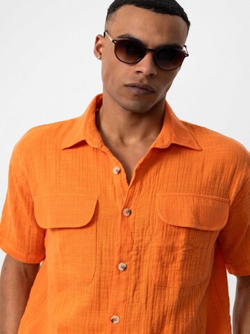 Antioch Regular fit Button Up Shirt in Orange