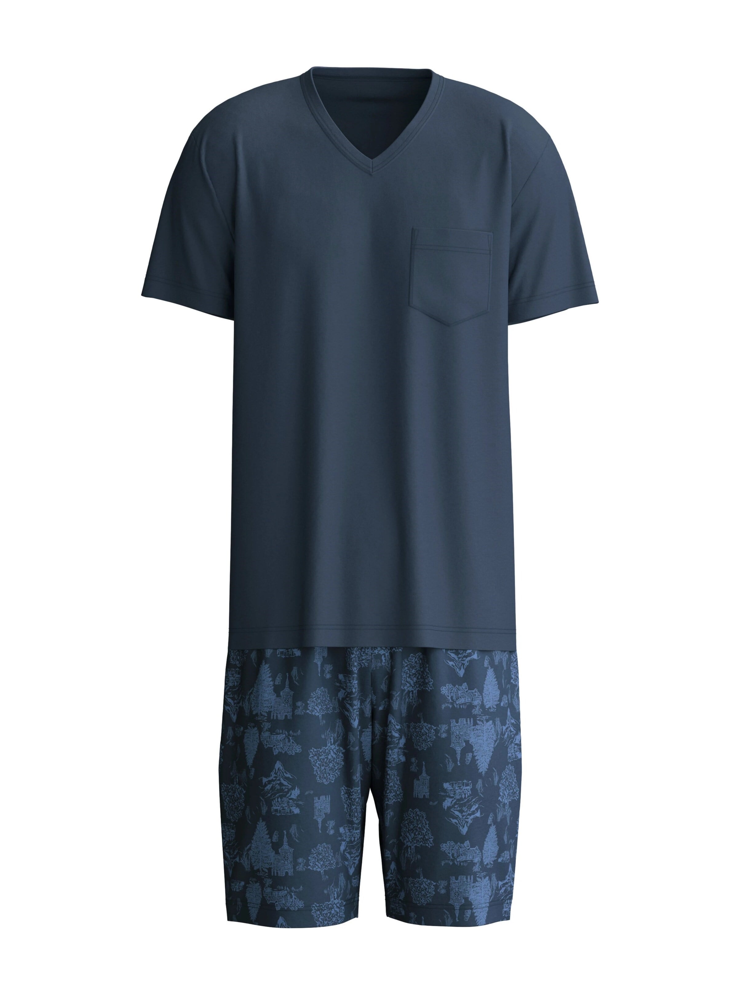 CALIDA Pyjama kurz 'Relax Streamline' in Blau: Vorderseite