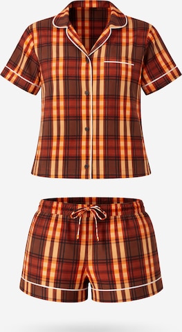 LEAFLETIC Shorty 'Leafletic Women’s Check Night Wear Short Set for Women' in Braun: Vorderseite