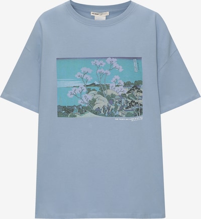 Pull&Bear T-shirt en bleu clair / menthe / bleu violet / blanc, Vue avec produit