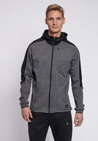 Hummel Athletic Zip-Up Hoodie in Blue: front