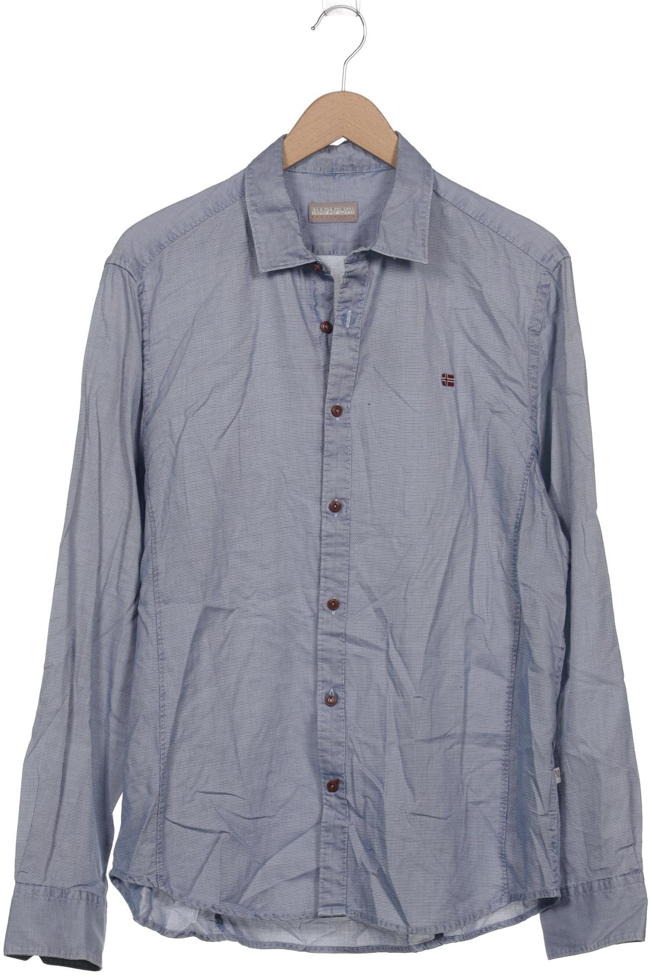 NAPAPIJRI Button Up Shirt in XXL in Blue: front
