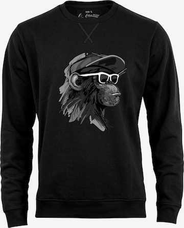 Sweat-shirt 'Cool Monkey Mit Brille' Cotton Prime en noir : devant