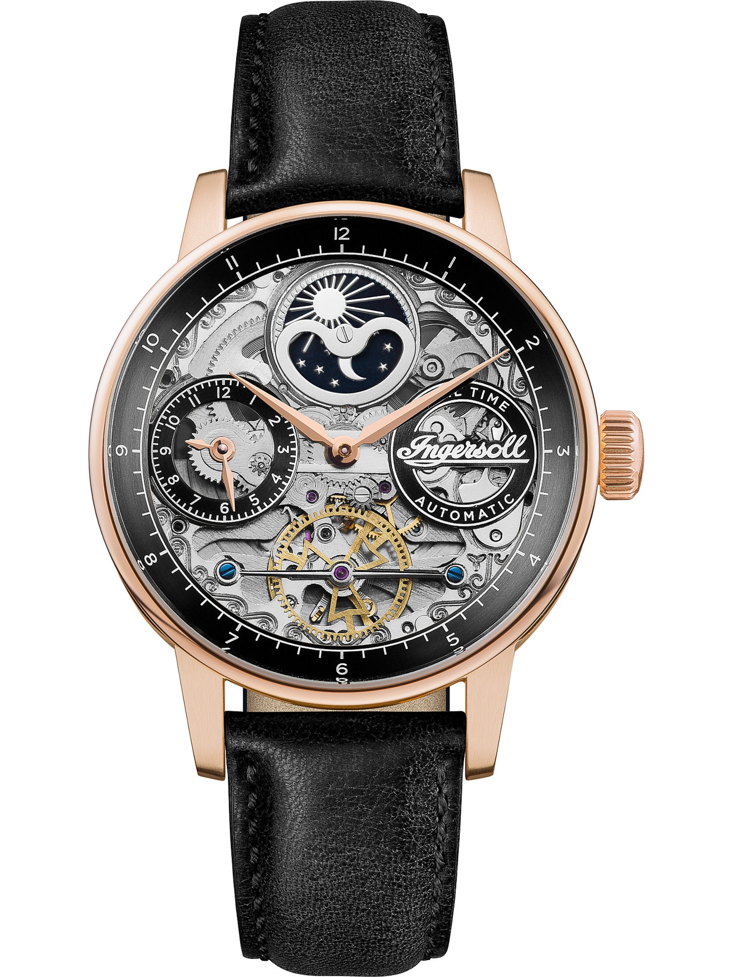 Montre à affichage analogique INGERSOLL en noir : devant