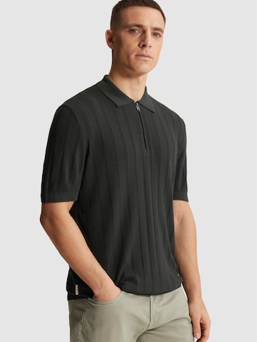 T-Shirt 'Polo shirt with zipper closure and allover texture' CAST IRON en gris