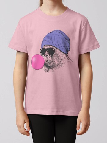 watabout.kids Shirt ' Gorilla Kaugummi ' in Roze: voorkant