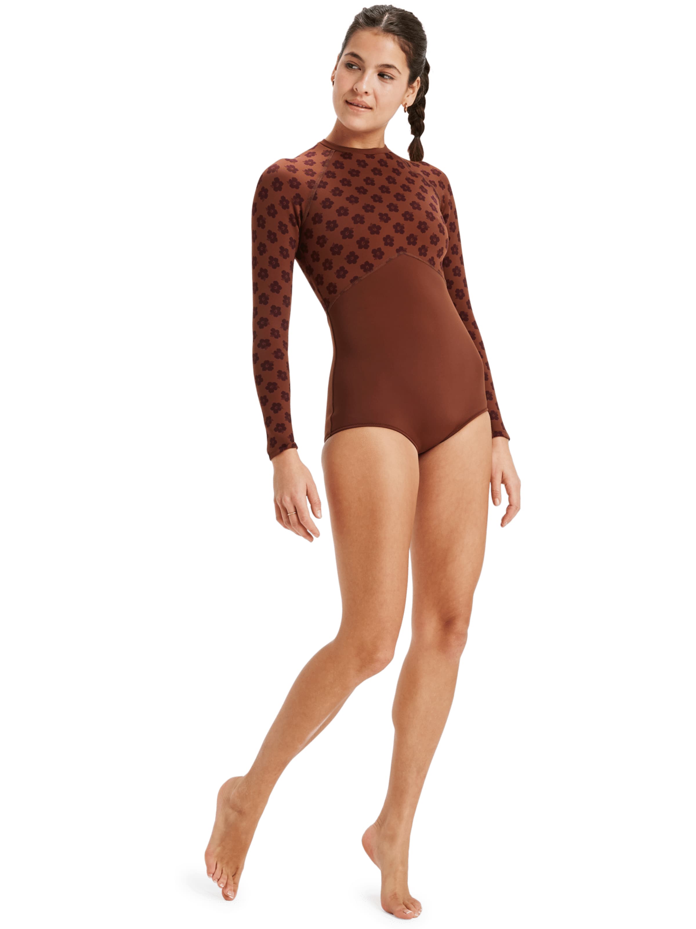 Col haut Maillot de bain 'Pro Wave' ROXY en marron : devant