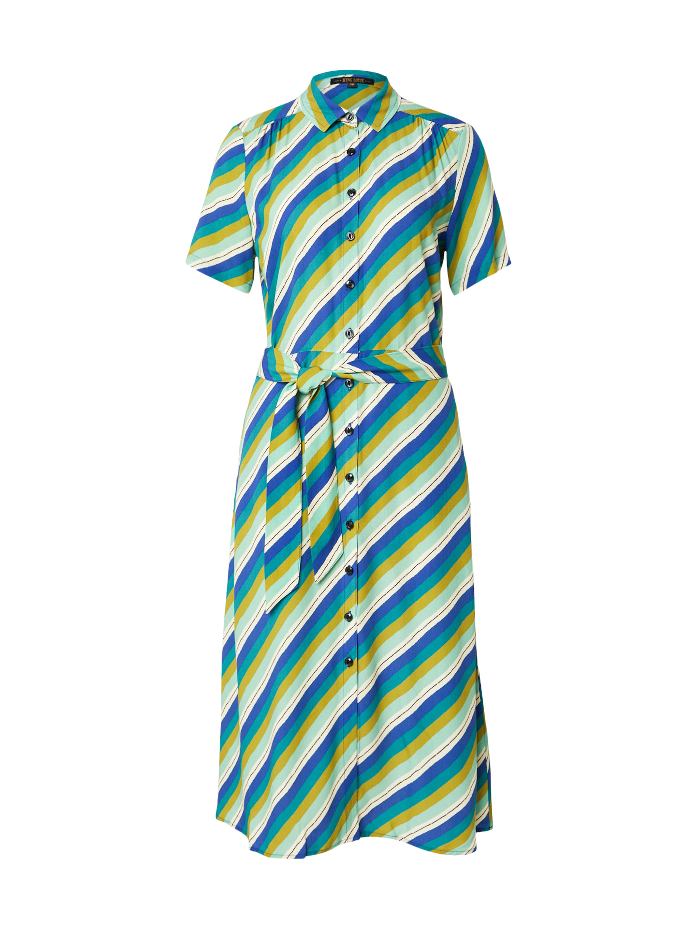 King Louie Košeľové šaty 'Olive' - Modrá: predná strana