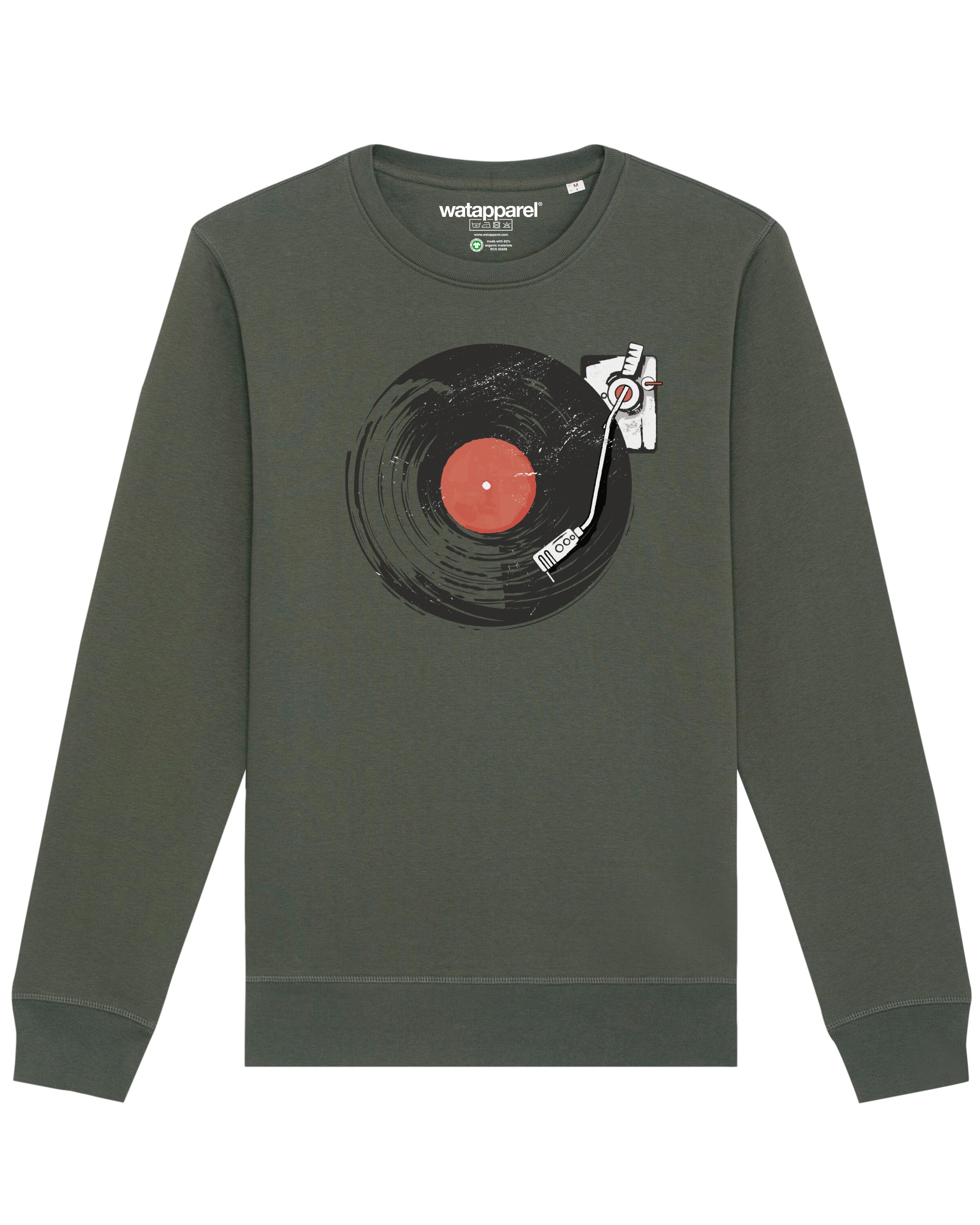 Watapparel Sweatshirt 'Schallplatte' in Green: front
