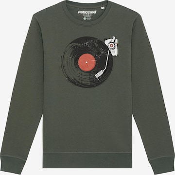 Watapparel Sweatshirt 'Schallplatte' in Green: front