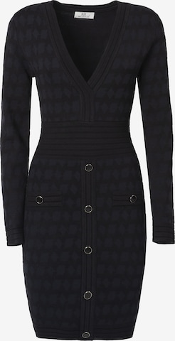 Rochie tricotat de la Influencer pe negru: față