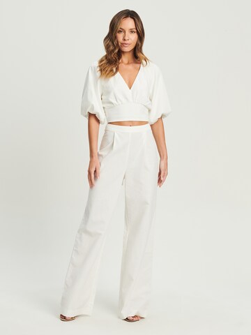 Tussah Regular Pleat-front trousers 'DREW' in White