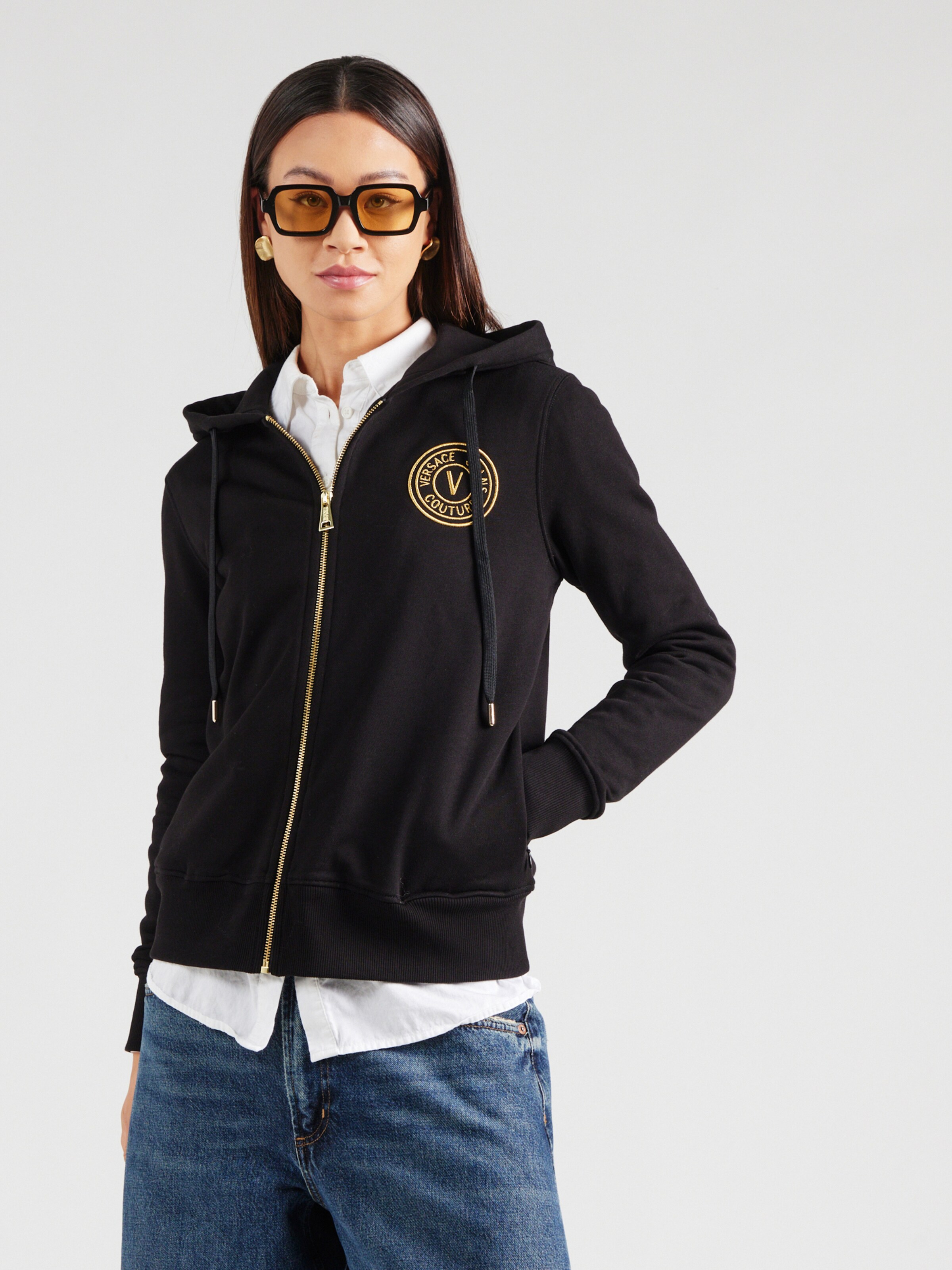 Versace Jeans Couture Zip-Up Hoodie in Black | ABOUT YOU