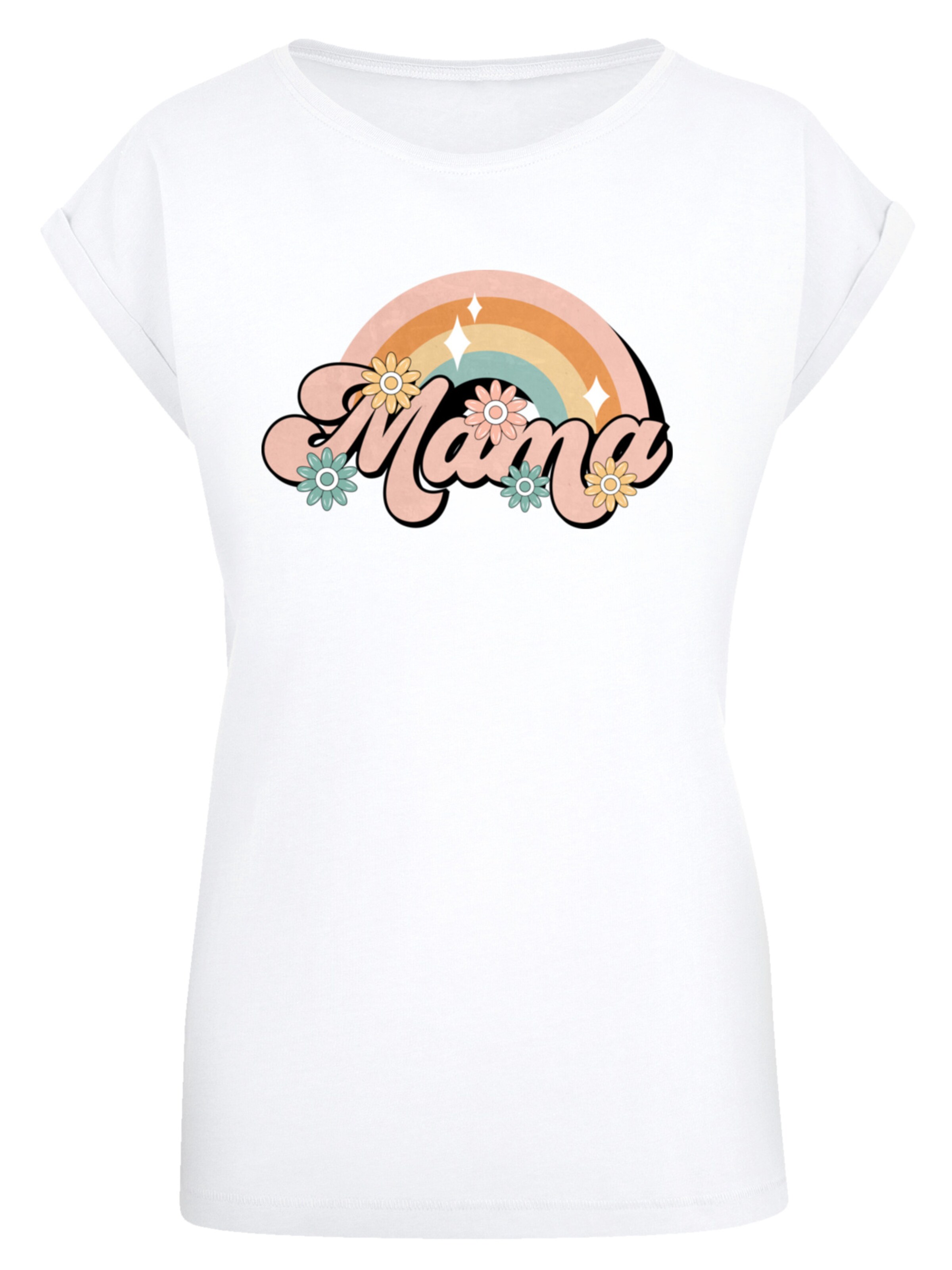 F4NT4STIC Shirt 'Mothers Day Celebration Rainbow Mama Design Mom Appreciation' in White: front