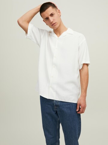 JACK & JONES Comfort fit Button Up Shirt 'BLAMASON' in White: front