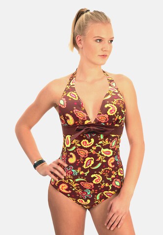 BECO the world of aquasports Swimsuit 'Boho Blossom' in Brown: front