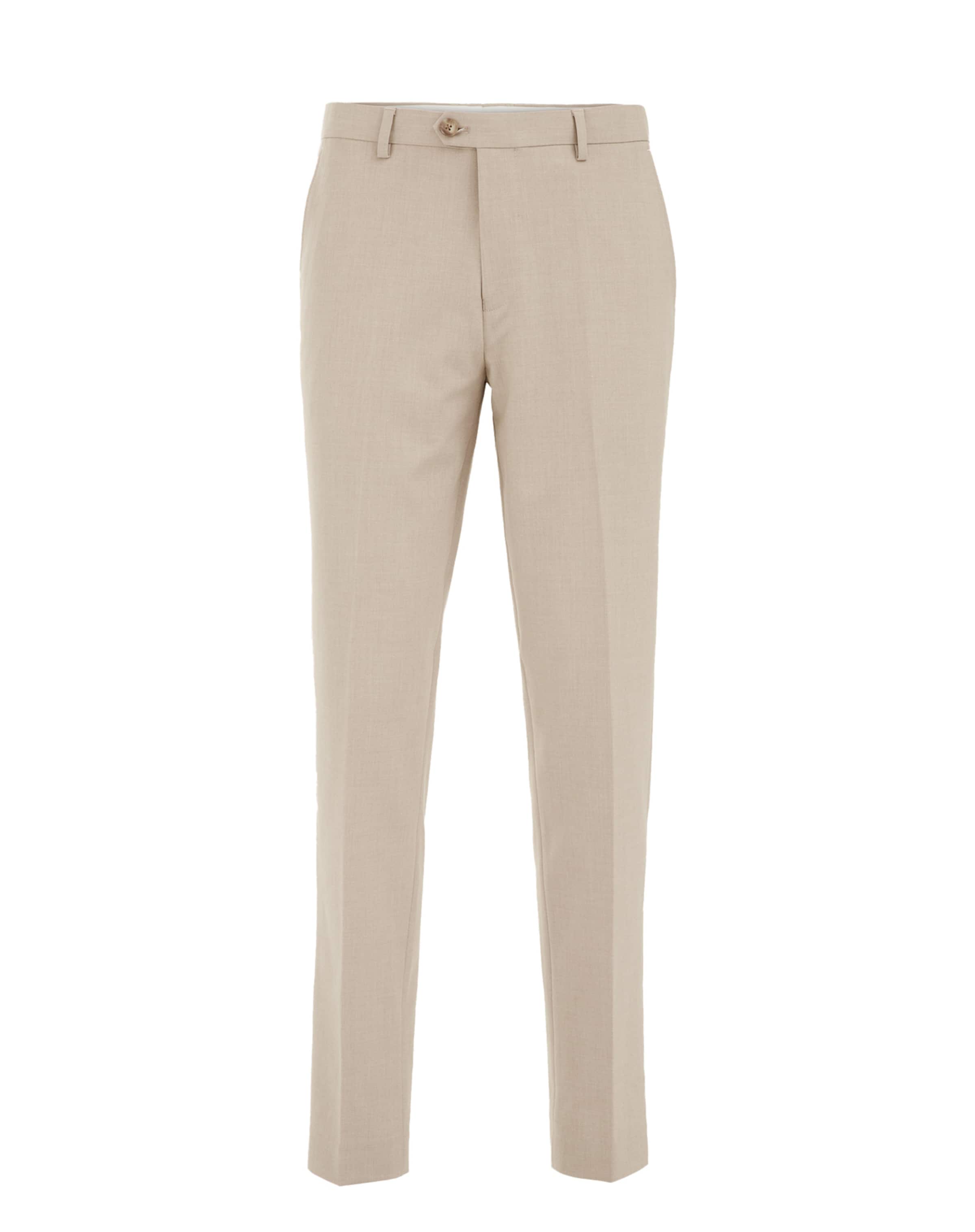 WE Fashion Slimfit Pressveckad byxa i beige: framsida
