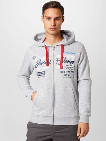 JACK & JONES Sweat jacket in Grey: front