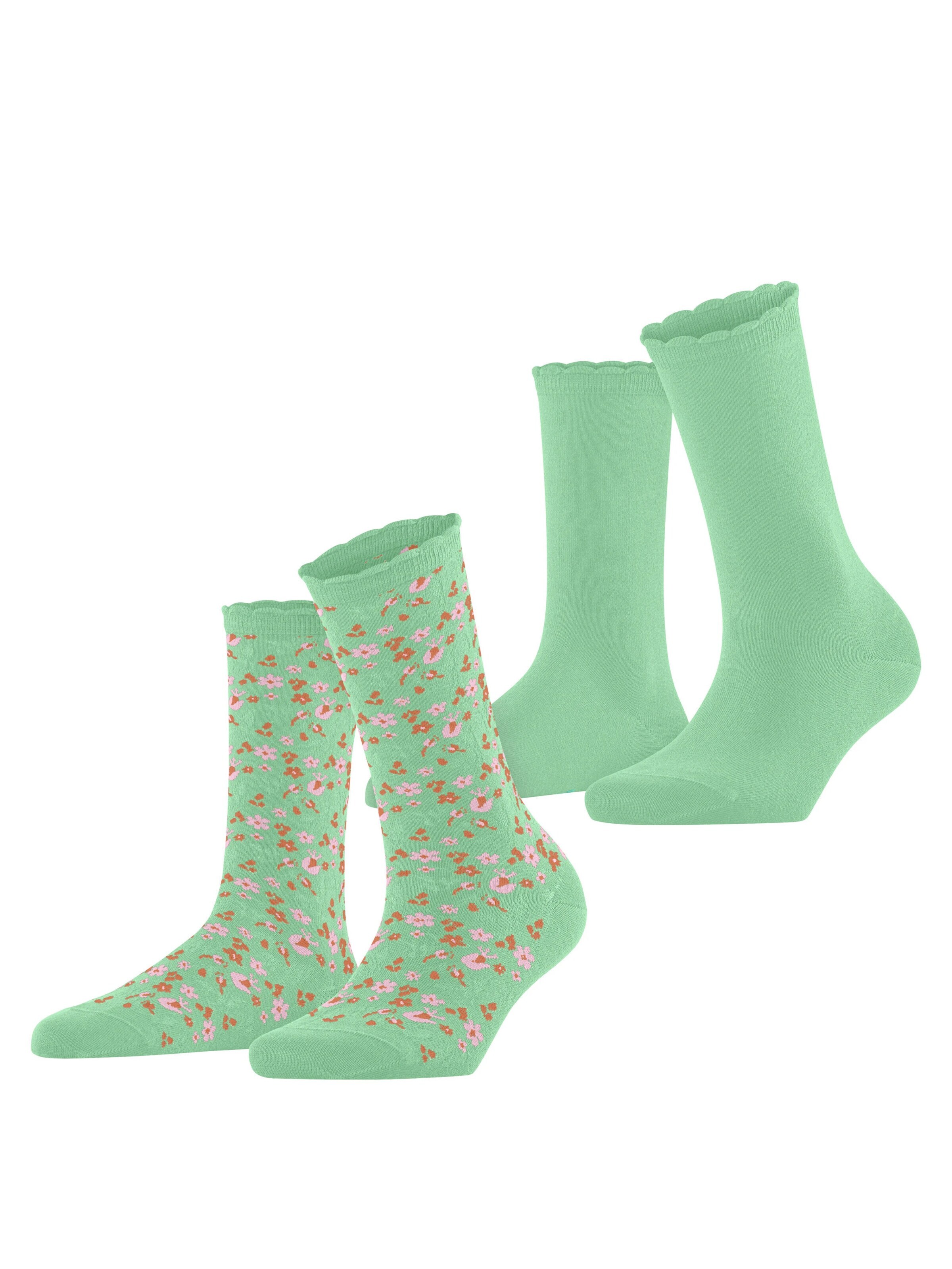 ESPRIT Socken 'Flower Meadow 2-Pack'‌‌‌‌‌‌‌‌‌‌ in Grün: Vorderseite