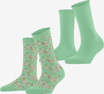 ESPRIT Socken 'Flower Meadow 2-Pack' in Grün: Vorderseite