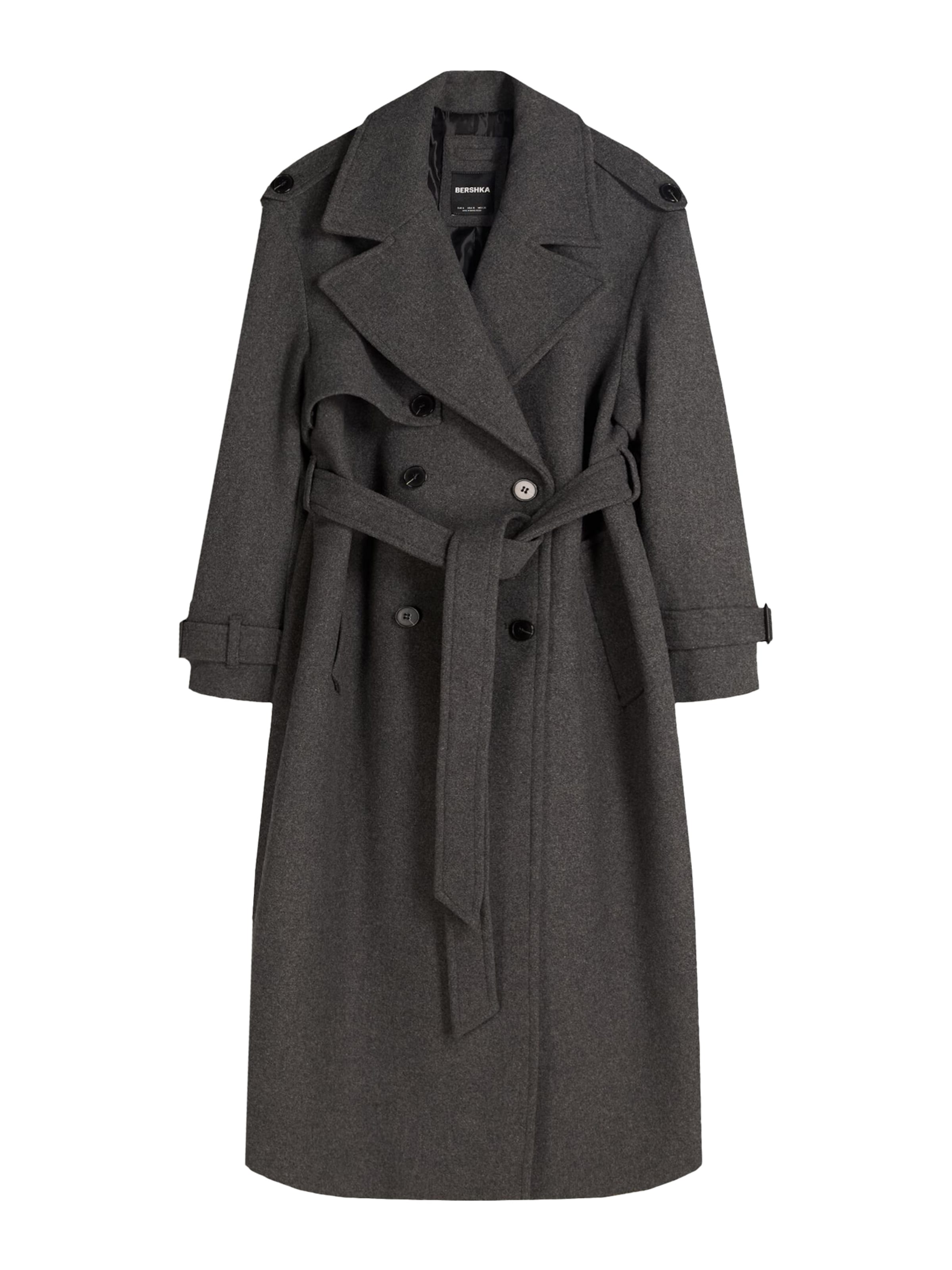 Bershka Преходно палто в сиво: отпред
