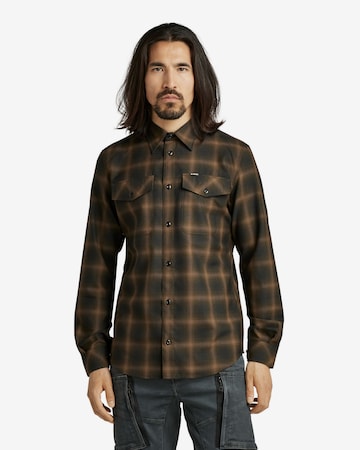 G-Star RAW Regular fit Button Up Shirt in Brown: front