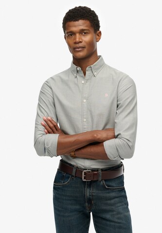 Superdry Slim fit Overhemd in Grijs: voorkant