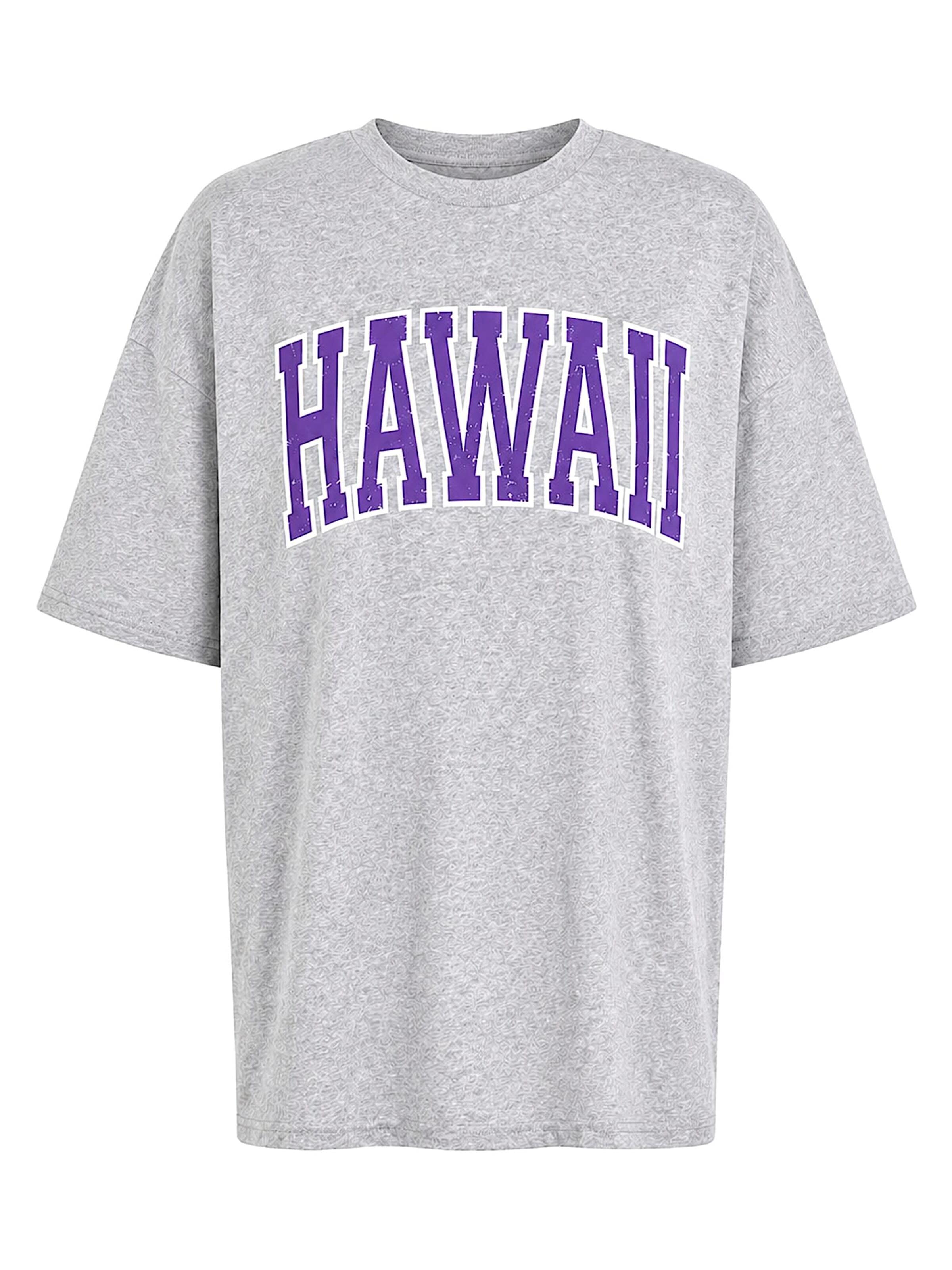 Worldclassca Oversized Shirt 'HAWAII' in Grey: front