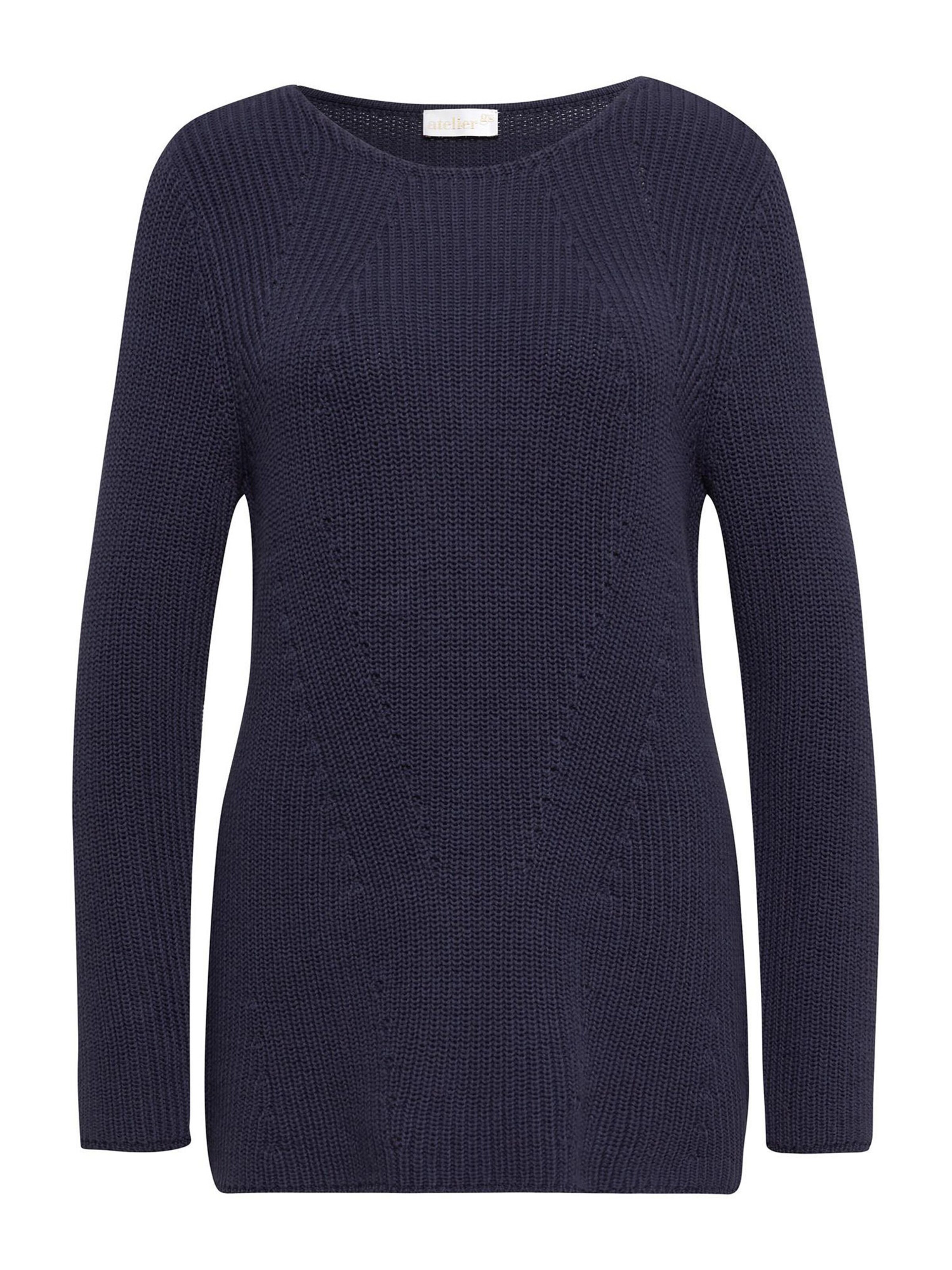Goldner Pullover in Blau: Vorderseite