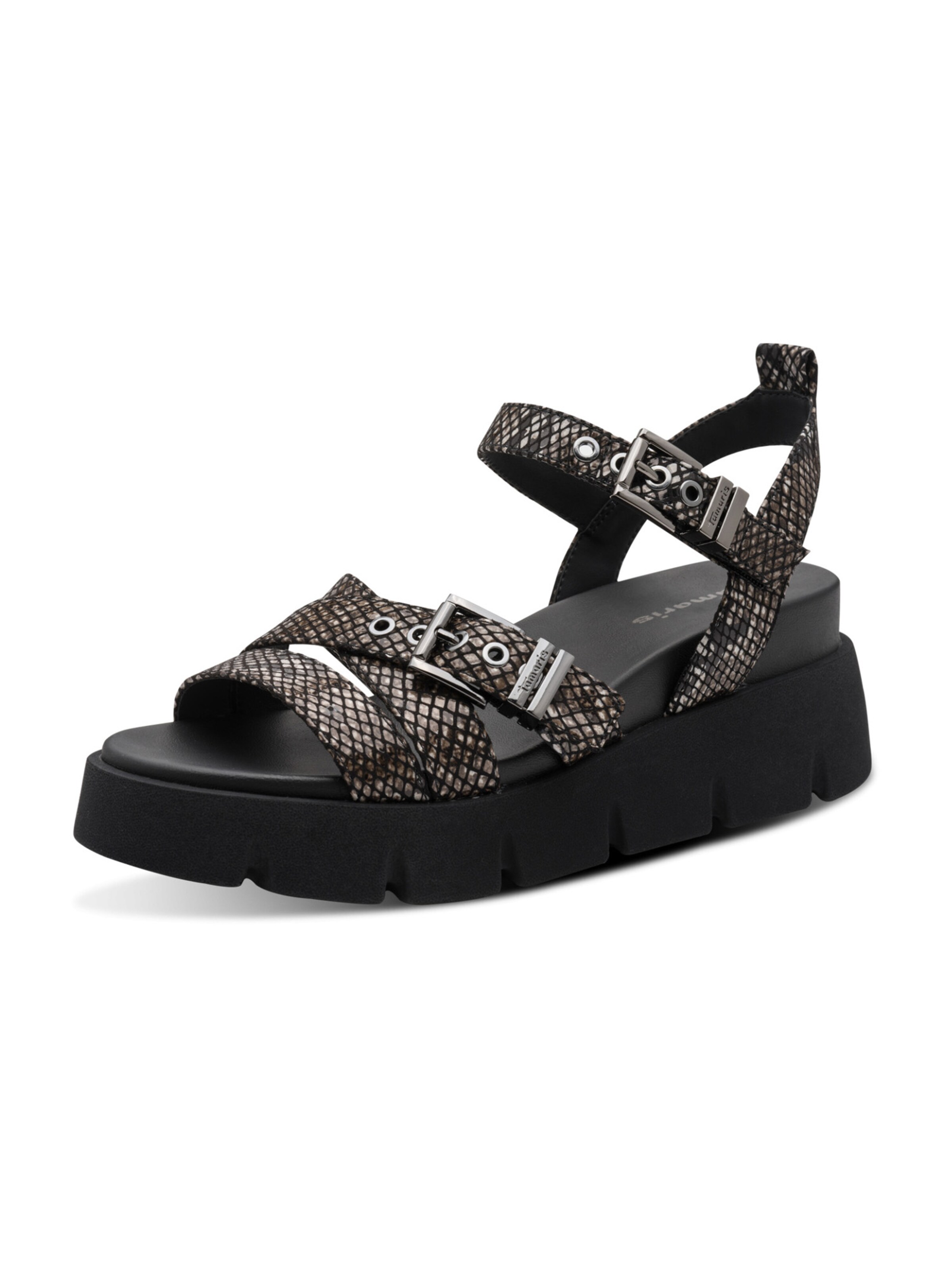 Sandales Tamaris en noir : devant