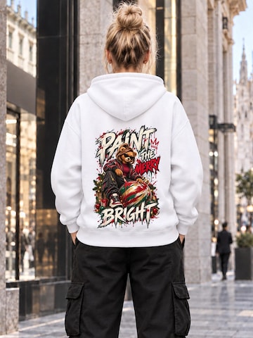 LUNØIR StudioSweater majica 'BOSS Femme Christmas Ornament Artist' - bijela boja