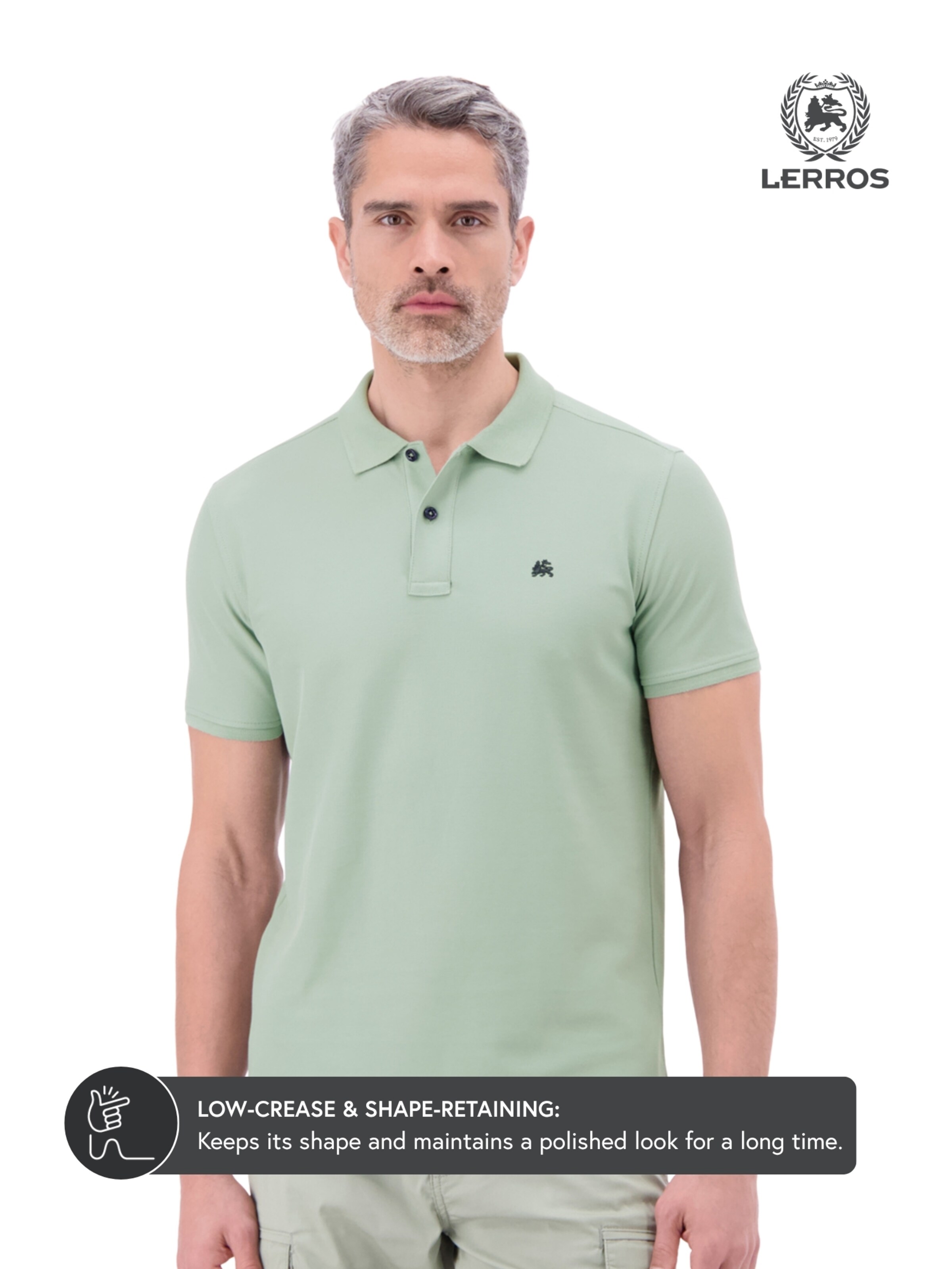 LERROS Poloshirt, COOL & DRY und Logo-Stitch in Grün