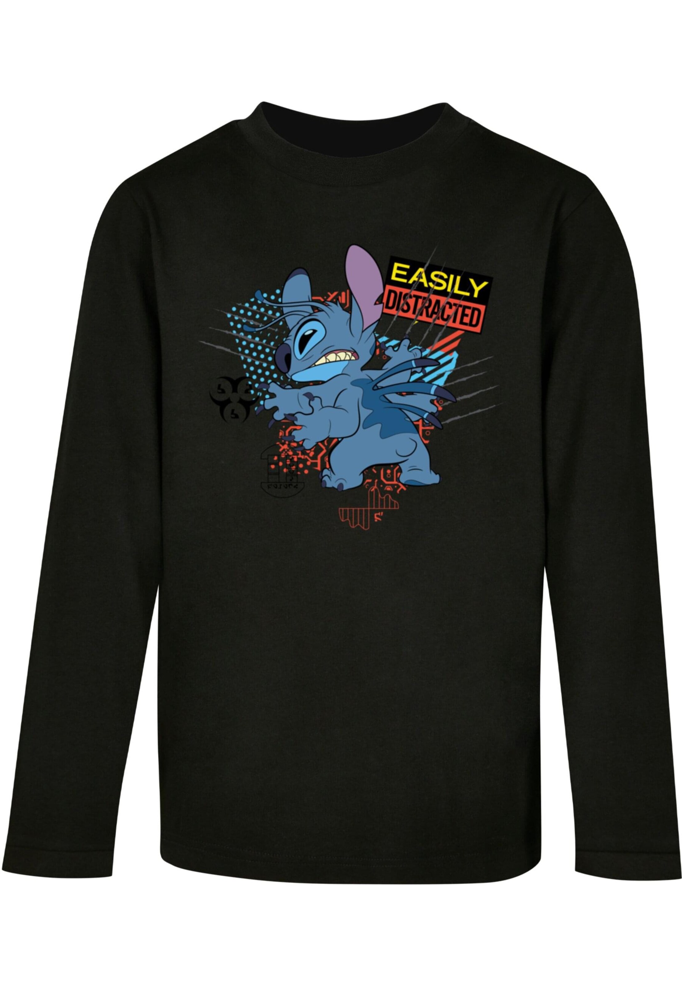 ABSOLUTE CULT Shirt 'Lilo And Stitch - Easily Distracted' in Black: front