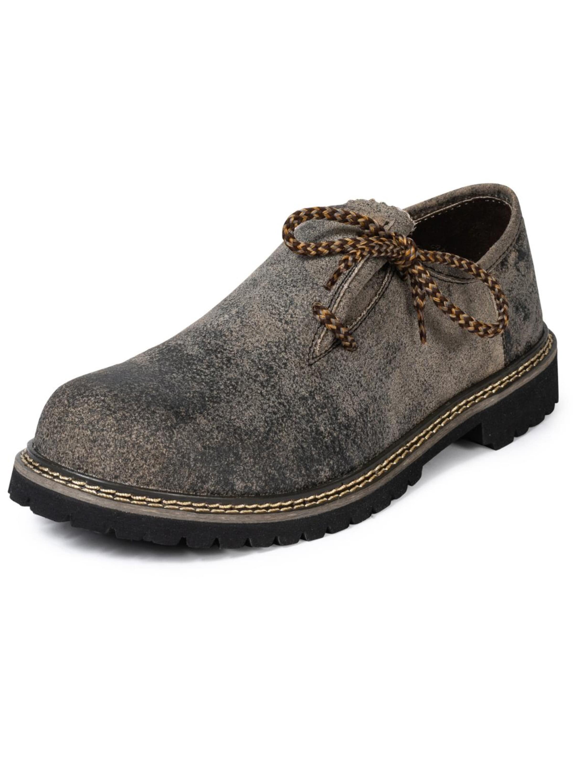 Paulgos Traditional Shoes 'PAULGOS Trachtenschuhe Antik Echt Leder Haferlschuhe Haferl in 3 Farben Gr. 39-47' in Grey: front
