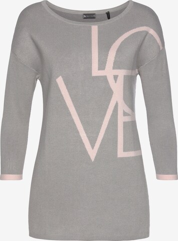 LAURA SCOTT Pullover 'LOVE' in Grau: predná strana