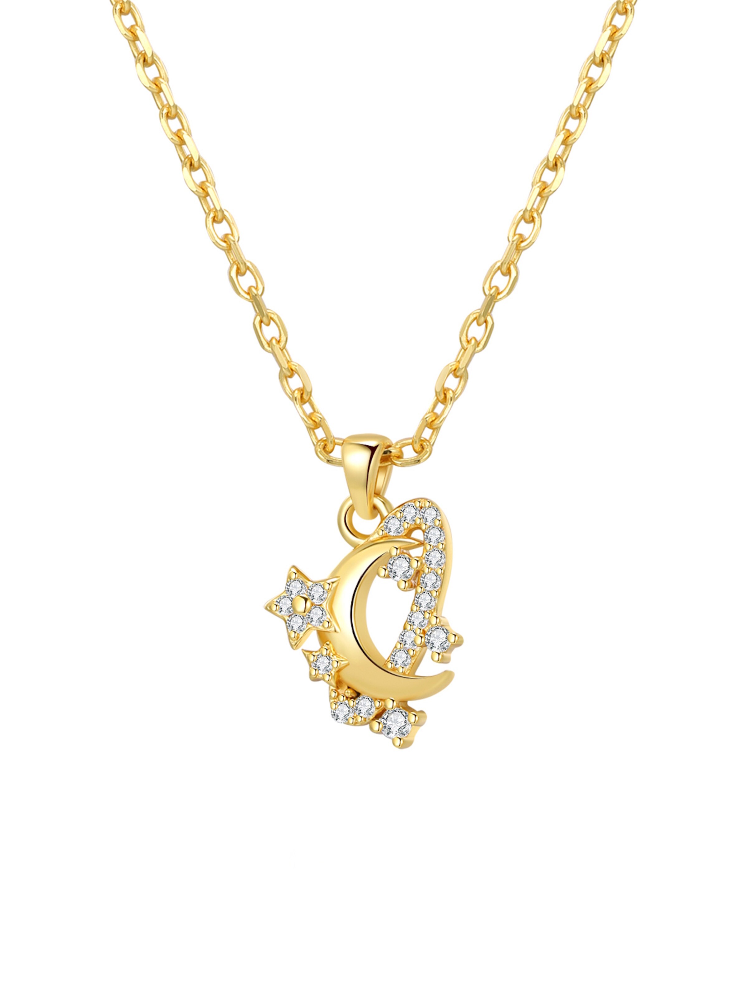 Hey Happiness - Cadena 'Moon and Star' en oro: frente