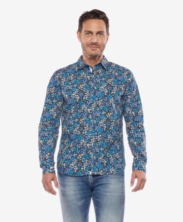 Le Temps Des Cerises Regular fit Button Up Shirt in Blue: front
