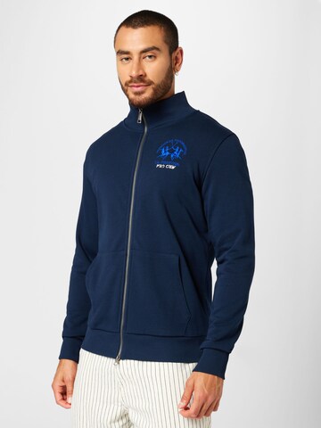 La Martina Zip-Up Hoodie in Blue: front