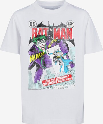 Maglietta 'DC Comics Batman Joker Playing Card Cover' di F4NT4STIC in bianco: frontale