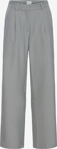 ICHI Wide leg Pleated Pants 'IHFAVA' in Grey: front